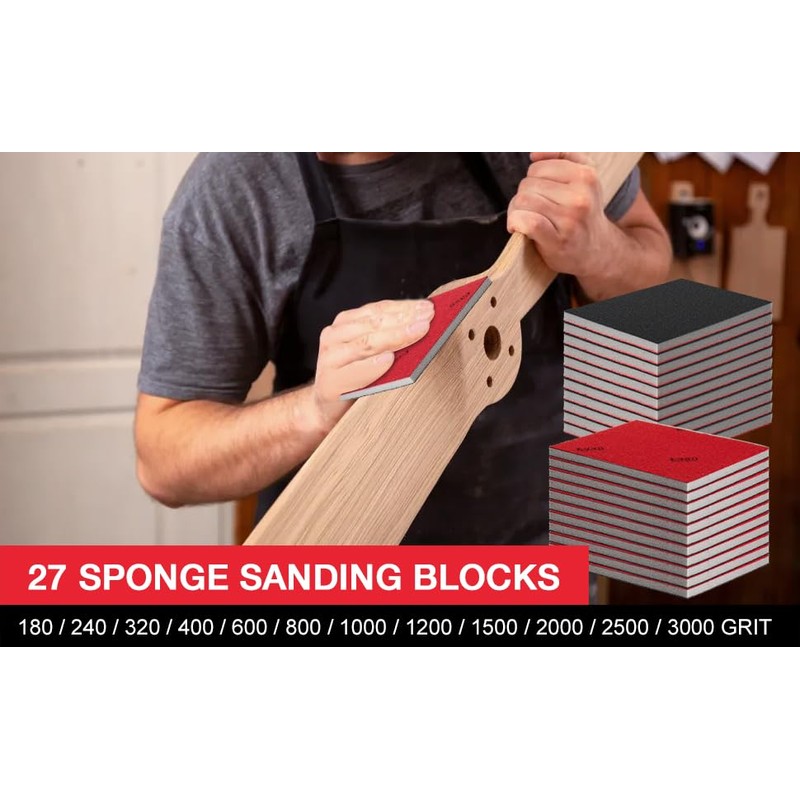 Annyswit 27 Pcs Sanding Sponge Set 180-3000 Grit Sanding Pads
