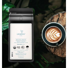 Lifeboost Hazelnut Whole Bean Coffee – Organic, Low Acid, Non-GMO Hazelnut Flavored Coffee – Single Origin, Mold-Free Mycotoxin Tested, 12 oz