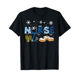 Hanukkah Nurse Chanukah Nursing Scrub Top Jewish RN Women T-Shirt