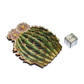 Miniblings Cactus Brooch Flower Desert Plant Texas Western 2 - Handmade Fashion Jewellery I Lapel Pin Button Pins, 55mm, Wood