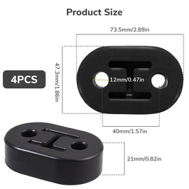 Pack of 4 Exhaust Rubber, Car Exhaust Hanger, Exhaust Pipe Holder Rubber, Exhaust Holder Rubber, 2 Holes 12 mm Universal Car Rubber Exhaust, Exhaust for Cars Silencer
