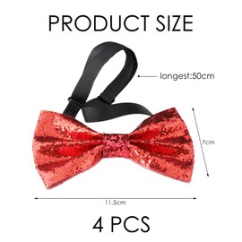 CVDYWDJIE 4 Pieces Sequin Bow Tie, Glitter Bow Tie, Party Bow Tie, Clothing Accessories, Bow Tie, Adjustable Bow Tie, multicoloured, M