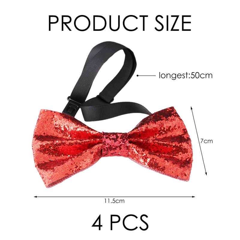 CVDYWDJIE 4 Pieces Sequin Bow Tie, Glitter Bow Tie, Party