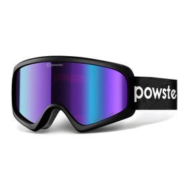 Powster Ski Goggles Snow OTG Snowboard Goggles Buckle Interchangeable Lens UV Protection Anti-fog mobile Skating Big NSPurpleBlackE