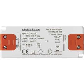 Basetech LD-12-6 LED transformer constant voltage 6 W 0.5 A furniture approval, surge, mounting on flammable surface