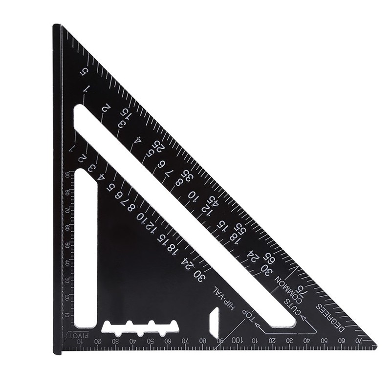 7'' Metric Aluminum Alloy Oxidation Roofing Square Triangle Angle Protractor,Black