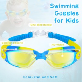 Freela Goggles for Kids 6-14, 2 Packs Swim Goggles for Kids 3-6, Toddler Teens Girls Boys Swimming Goggles,Kids Pool Water Goggles