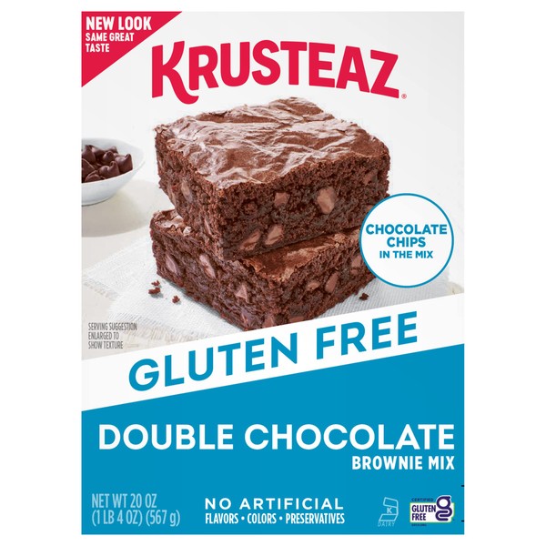 Krusteaz Gluten Free Double Chocolate Brownie Mix, Includes Chocolate Chips, 20 oz Boxes (Pack of 8)