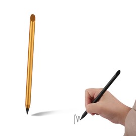 ALLMIRA Pencil, Metal Tip, No Sharpening, Eternal Pencil, Infinite Pencil, Unbreakable, Inkless Pencil, No Core, Erasable Pencil Pencil Metal Pencil, Metal Tip, Safe Non-Toxic, Inkless Pencil (Gold)
