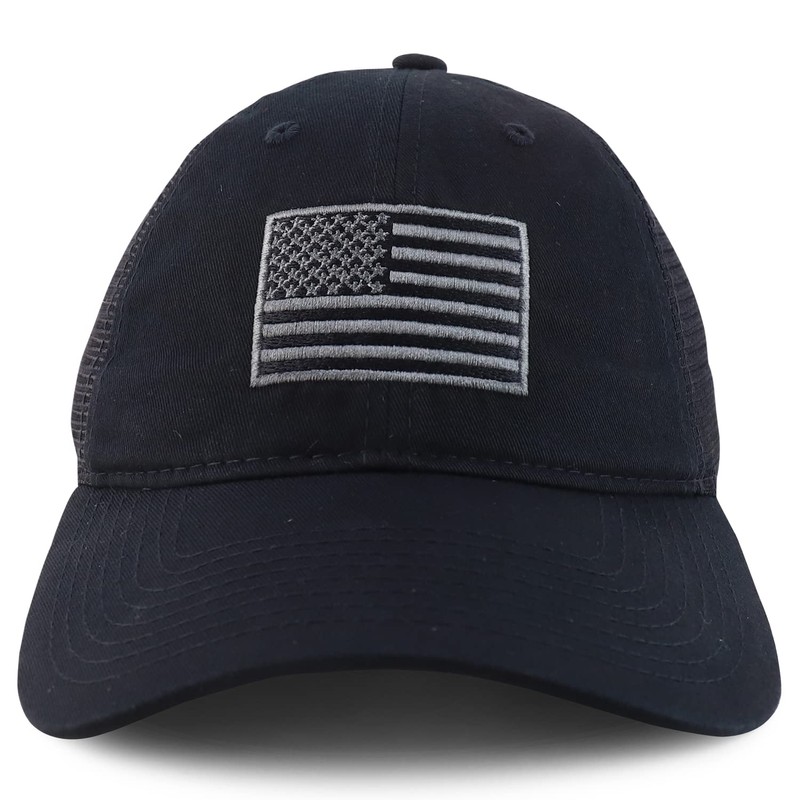 Armycrew Soft Cotton Crown American Flag Embroidered Mesh Back Cap