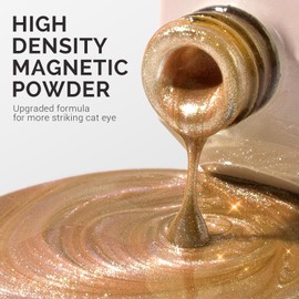 MelodySusie Jeweliver Cat Eye Gel Nail Polish, 0.5 Fl Oz Gold Glitter Holographic Magnetic Nail Polish with Magnet, UV Nail Polish for Nail Art Manicure Salon DIY at Home-C09