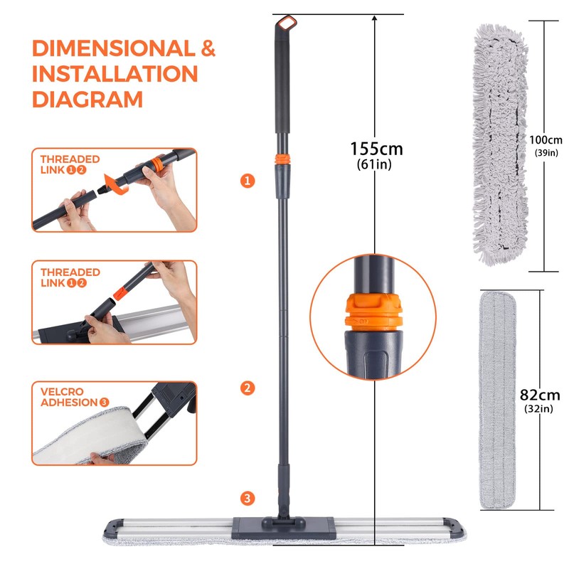 Flat Mop for Cleaning Floors Heavy Duty Microfiber Wet Mop