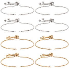 SUNNYCLUE 1 Box 8Pcs Slider Bracelet Chains Slider Bracelet 304 Stainless Steel Slider Bracelets Bulk Adjustable Bracelet Chain Extender Chain for Jewelry Making Chains DIY Bracelets Women Supplies