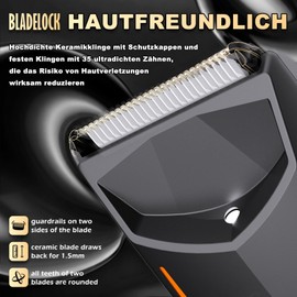 Intimrasierer Mann, IPX7 Wasserdichte Körperrasierer Herren Trimmer Body Elektrorasierer w/Licht, Body Groomer Men Haarschneider Herren Haartrimmer mit Typ-C Aufladen, LCD Display (Schwarz/Orange)