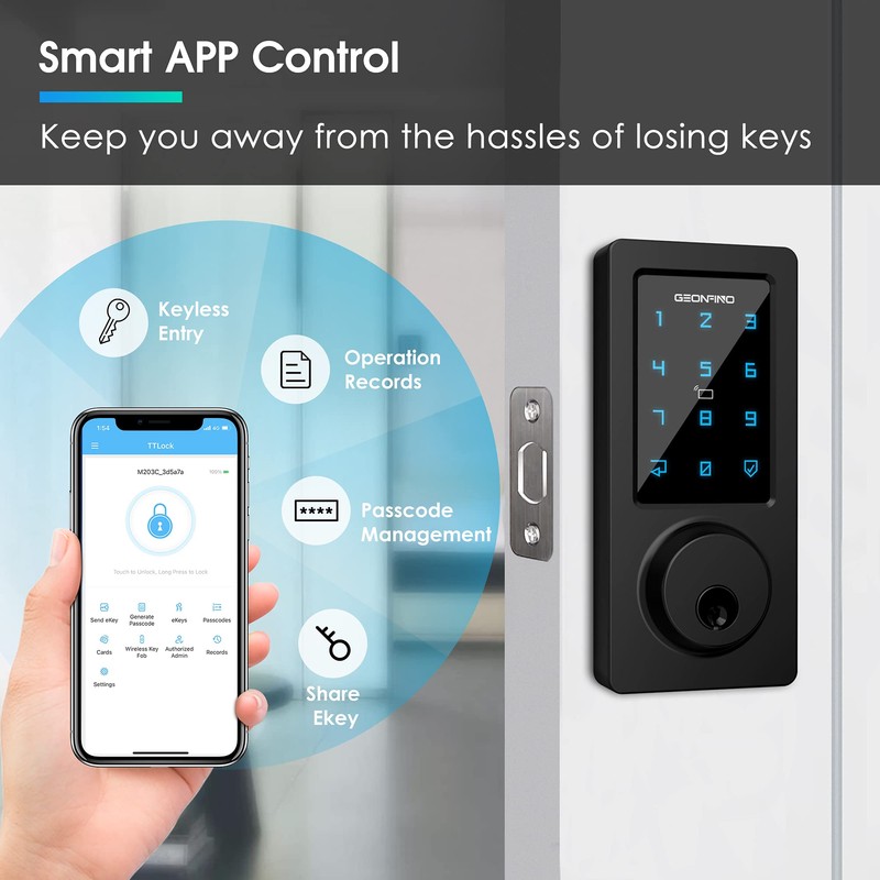 Keyless Entry Door Lock, Smart Deadbolt Lock with Bluetooth App,
