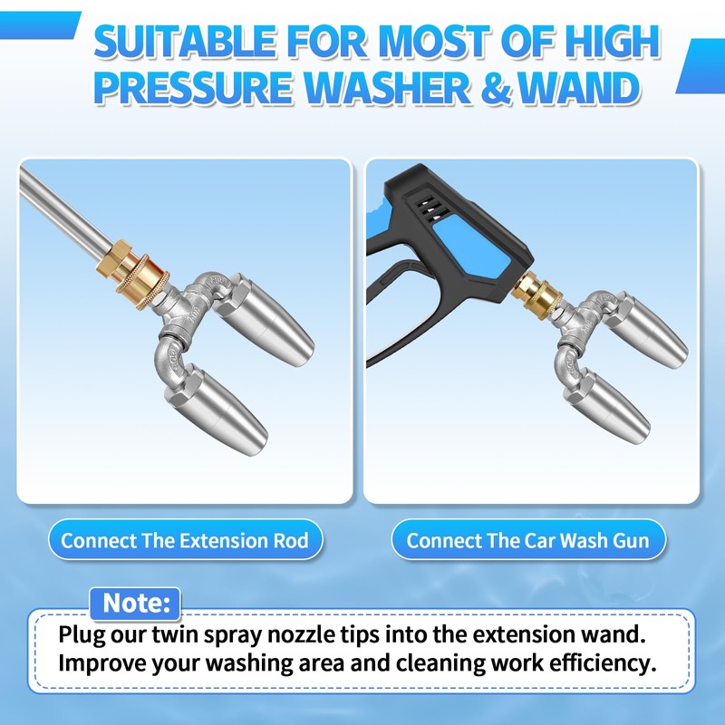 Boltigen Dual Turbo Nozzle Pressure Washer, 360° Rotating Spray Tips