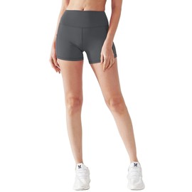 CADMUS Women's High Waist Yoga Shorts Spandex Running Side Pockets, 16#, Navy & Grey & Black,X-Large
