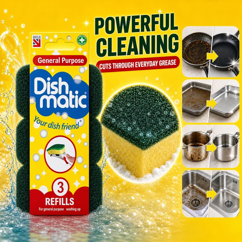 ANGIX 9 x Dishmatic General Purpose Refills Sponge Heads for