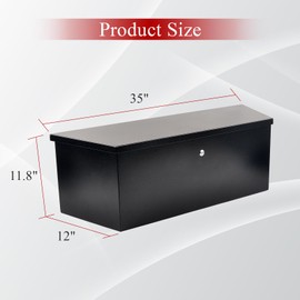 BIGREAT 35'' Inch Steel Trailer Tongue Truck Bed Tool Box Heavy Duty For Trailers, RV, ATV, Pickup Trucks, Flatbeds - 35 x 12.2x 11.8 Inch Black