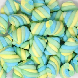 Dinosaur Twists Marshmallows - 7.76 oz Vanilla-Flavored 3-Color Twists (Yellow, Green, Blue) - Fun Bulk Marshmallows Easter Treat, for Parties, Snacks, and Desserts