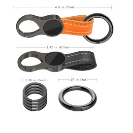 Idakekiy Key Chain with 4 Key Rings and Quick Release Carabiner Clip Leather Car Keychain for Men and Women