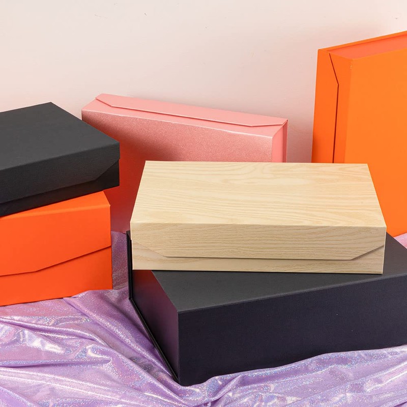 OBMMIRAO Orange Gift Box with Lid 12x8x2.5 Inches, Shirt Gift
