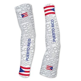 ScudoPro Puerto Rico Compression Arm Sleeves UV Protection Unisex - Walking - Cycling - Running - Golf - Baseball - Basketball - Size L