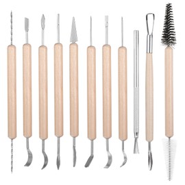 Pack of 11 Clay Tools, Modelling Tool, Polymer Clay Sculpting Tools, Modelling Clay, Potter Set, Wooden Pottery Accessories Professionals and Beginners for DIY Crafts Modelling Shaping Carving