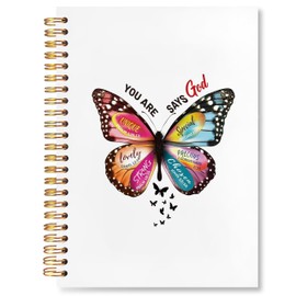 God Says You are Christian Butterfly Notebook for Women, Bible Journaling Notebook, Affirmation Journals for Women, Prayer Journal, Church Notes Notebook, Hardcover Spiral Notebook 5.5x8.3 Inch