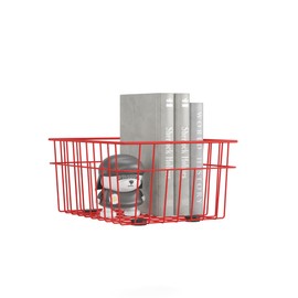 furni24 Metal Basket - Modern Wire Storage Basket - Sturdy and Stylish Organiser for Office, Living Room or Bathroom, Red