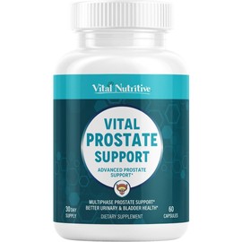VITAL NUTRITIVE Vital Prostate Support Supplement for Men C Multiphase Herbal Formula with Saw Palmetto, Beta-Sitosterol & Zinc C Urinary Flow, Bladder Comfort & Prostate Health Supplements for Men C 30 Days Supply