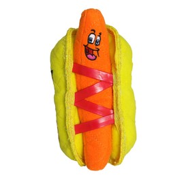 TUFFY - World's Tuffest Soft Dog Toy - Funny Food- 2-in-1 Toy -Multiple Layers. Made Durable, Strong & Tough. Interactive Play (Tug, Toss & Fetch). Machine Washable & Floats. (Hotdog)