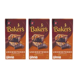 Baker's Unsweetened Baking Chocolate Bar, 4 Oz (Pack of 3) KOSHER OKd
