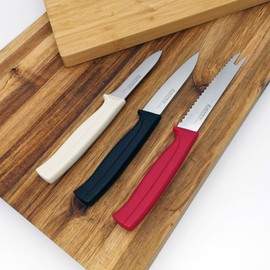 Paring Knife Set, MATTSTONE HILL Kitchen Prep Knife Set - Serrated Tomato Knife, Kitchen Utility Knife, Paring Knife, German Steel, Red Black White