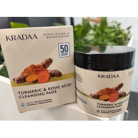 KRADAA TURMERIC & KOJIC ACIDCLEANSING PADS,Make-up removing preparations,Lab Tested – 50 Face Cleansing Pads with Ceramides, Niacinamide & Vitamin C