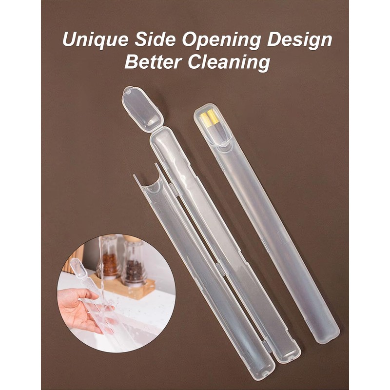 Chopsticks Storage Case 2 Pack, Plastic Utensil Holder with Side
