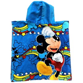Boys Mickey Mouse Hooded Poncho with Mickey Logo and Rainbow Print