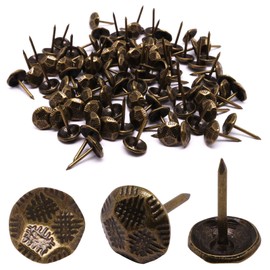 YuGtcen 100pcs Upholstery Tacks, Decorative Nails Thumb Tacks Metal Upholstery Nails for Wood Pins Vintage Furniture Tack (11x17mm, Crack Texture Bronze)