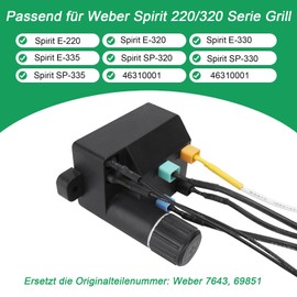 WELL GRILL 7643 Electronic Igniter Kit Replacement for Weber Spirit 220 320 330 335 Series Gas Grill, 69851 Piezo Igniter, Electric Igniter, Spark Igniter, Push Button with Wire Management and Ceramic