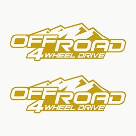 Autodomy 4x4 Off Road 4 Wheel Drive Sticker Pack of 2 for Car (Gold)