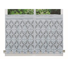 Creative Linens Knitted Crochet Lace Kitchen Curtain 30" L Tiers White, 100% Cotton