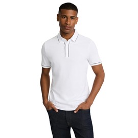 EXPRESS Mens Pique Polo Shirt with Piping White