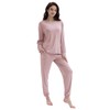 Ladies Long Sleeve Jogger Pajamas Bamboo from Viscose Pjs(Blushing Pink,