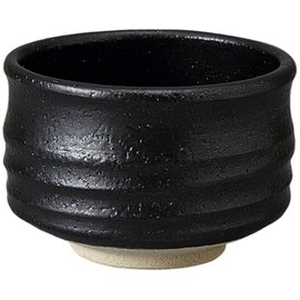 Ale-net Matcha Bowl, 4.3 x 3.0 inches (11 x 7.5 cm), Black Ceramic Matcha Bowl, Matcha Bowl, Ceramic, Mino Ware, Made in Japan