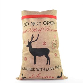 SHATCHI Large Traditional Vintage Hessian Santa Sack Stocking Airmail Christmas Accessories Brown Xmas Gifts Bag 70 x 50cm, Do Not Open Until 25th December