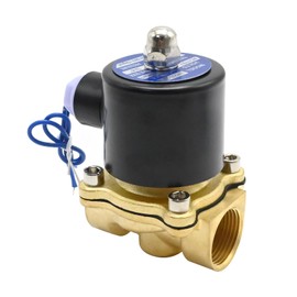 DUZFOREI 2W200-20 3/4 Inch Brass Pneumatic Electric Solenoid Valve, 12V 24V 110V Dual High Coil Normally Closed for Water, High-Turn Coil