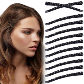 Isslly 12 Pcs Black Rhinestone Bobby Pins, Sparkly Crystal Diamond Hair Pins for Women, Metal Decorative Hair Barrettes, Shiny Hair Accessories for Decoration