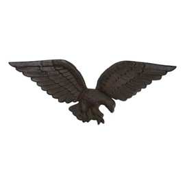 Cast Iron Patriotic American Bald Eagle With Open Wings Wall Decor Plaque 21"L