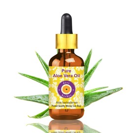 Deve Herbes Pure Aloe Vera Oil (Aloe barbadensis) Non-Sticky | Non-Greasy | for Skin, Hair, Massage & DIY Use 10ml with Glass Dropper