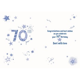 Nigel Quiney Mens 70th Milestone Birthday Card - Age 70 - Stars and Streamers with Foil Details - Eco-Friendly and Recyclable